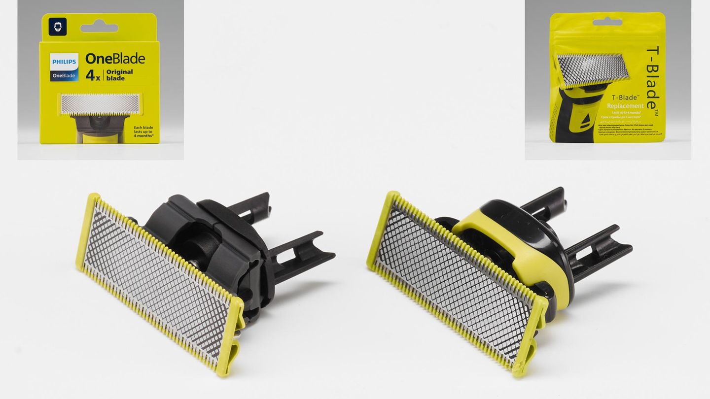 Original-Rasierklingen sind teuer und werden daher gerne nachgemacht. 2024 stellte die EU-Betrugsbehörde bei einer einzigen Razzia 900.000 gefälschte Rasierklingen sicher. Doch es gibt sie weiter. Auf Temu fanden sich zum Beispiel diese chinesischen "T-Blades" (rechts), die offensichtlich den Original-Klingen von Philips nachempfunden sind. Mit der Qualität zeigten sich die Kunden in den Kommentaren aber weit weniger zufrieden als mit dem Preis.