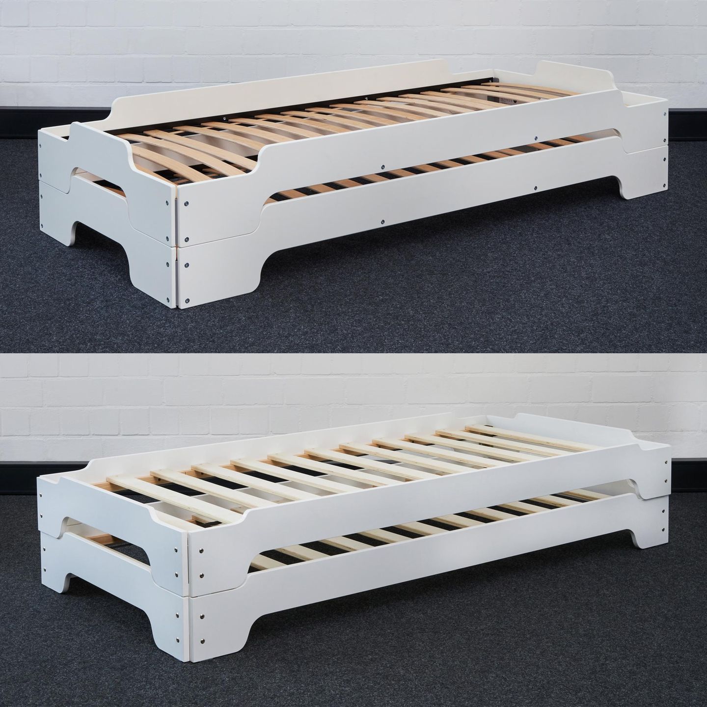 Die Original-"Stapelliege" (oben) wurde in den 60er Jahren vom Designer Rolf Heide erdacht. Der Clou: Sie lässt sich auf einfache Weise vom Kinderbett in ein Doppelbett oder Sofa umbauen. Eine französische Firma kopierte das berühmte Design schamlos, sparte aber bei der Qualität. Das Plagiat zeichnet sich laut Jury durch billige Qualität, schlechte Verarbeitung und mangelhafte Passgenauigkeit aus.