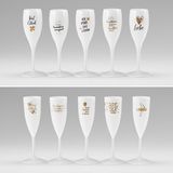 Bei Norma gab es 2021 Kunststoff-Sektgläser des deutschen Herstellers Koziol zu kaufen (oben). Eine erneute Kooperation scheiterte an unterschiedlichen Preisvorstellungen. Stattdessen verkaufte der Discounter kürzlich Nachahmungen aus Spanien - mit exakt denselben Sprüchen auf den Gläsern, aber in billig.