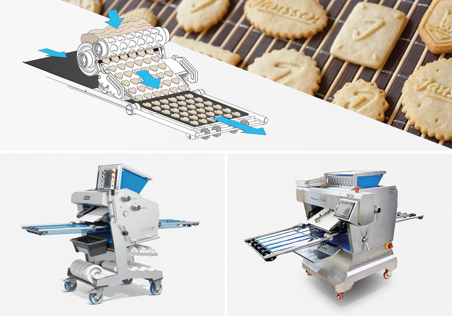 Die niederrheinische Formenfabrik Janssen hat einen besonderen Plätzchenautomat entwickelt: den Gebäckformer F450 (links). Trotz bestehender Designrechte und Patente baute eine türkische Firma das Gerät weitgehend identisch nach. Die Kopie ist allerdings laut Plagiarius deutlich fehleranfälliger als das Original.