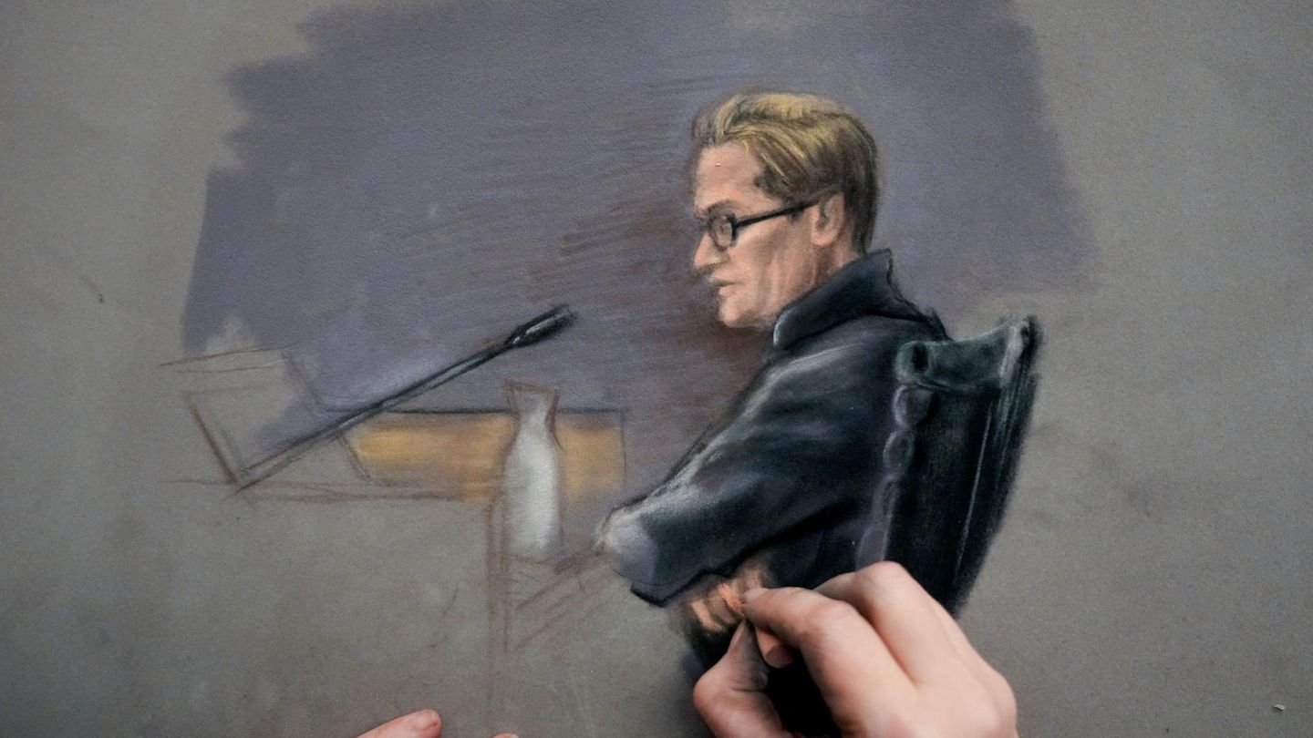 Eine Gerichtszeichnung von Marius Borg Høiby