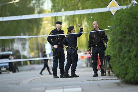 Schwedische Polizisten in Uppsala