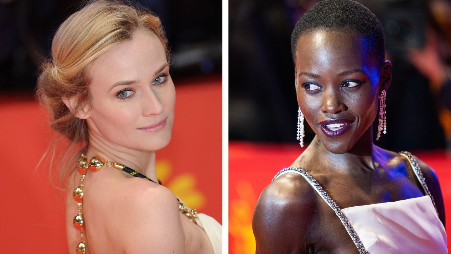 Zwei Darstellerinnen der Helena: Diane Kruger (l) und Lupita Nyong'o. (Archivbilder) Foto: Jörg Carstensen/Hannes P Albert/dpa