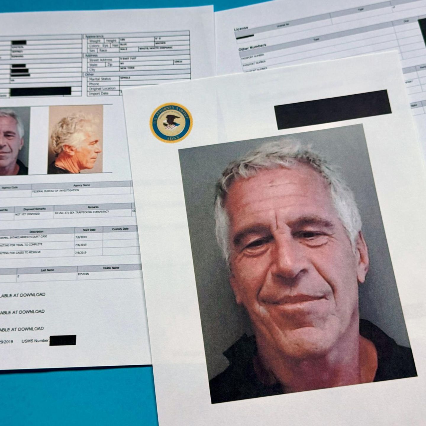 Vom US-Justizministerium freigegebene Doikumente zeigen Unterlage über Jeffrey Epstein