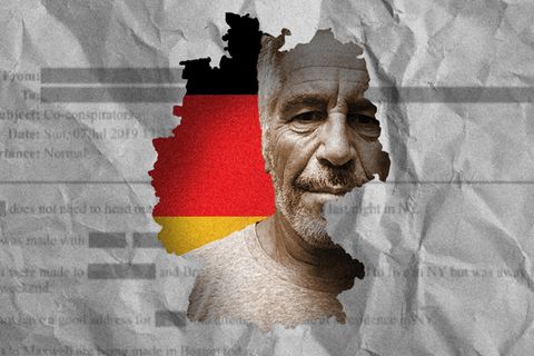 Jeffrey Epstein in einer Deutschland-Karte (Montage)