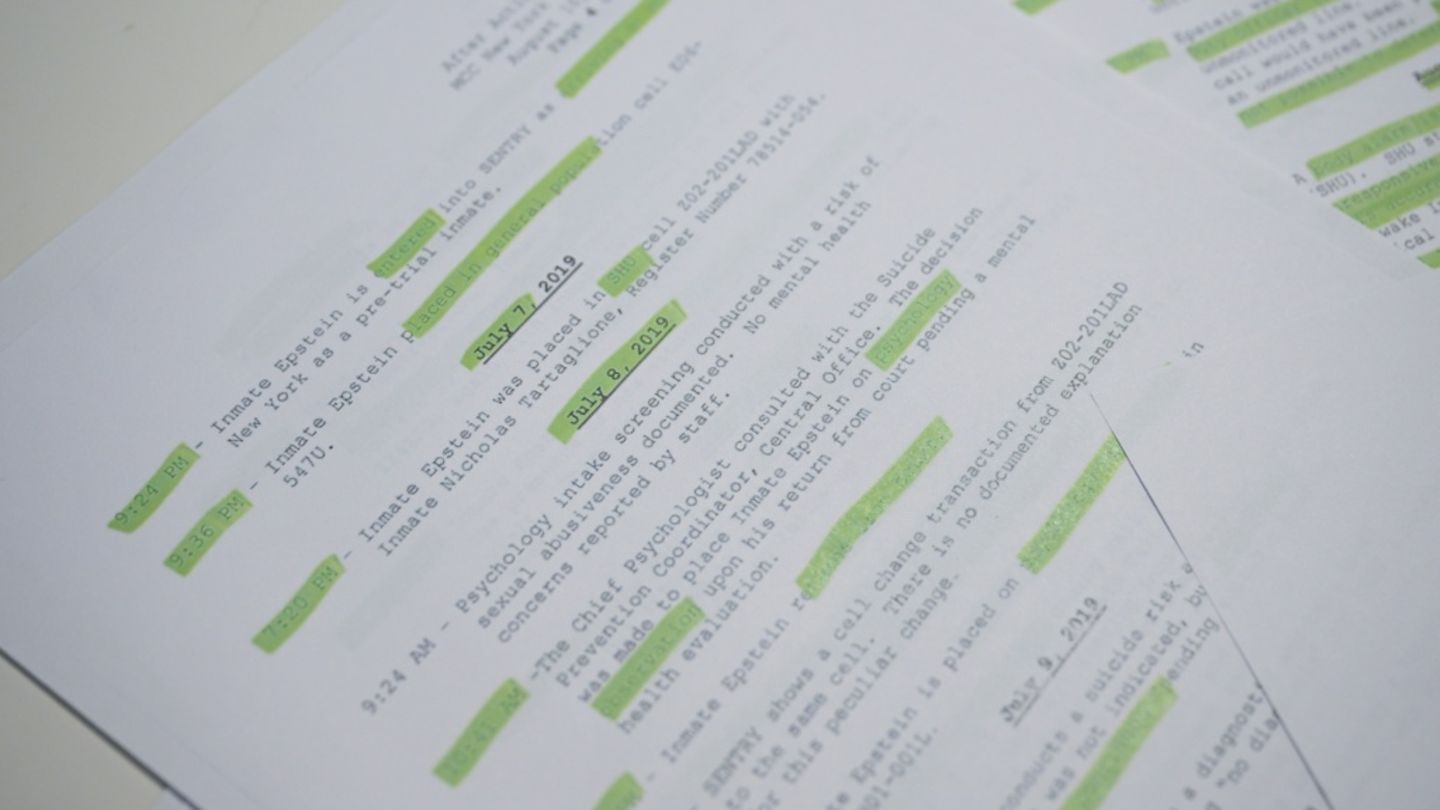 Dokument aus den Epstein-Akten