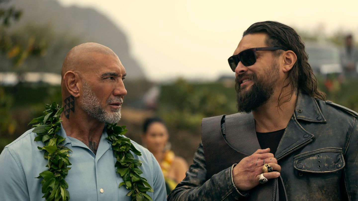 Dave Bautista (links) und Jason Momoa hatten beim "The Wrecking Crew"-Dreh viel Spaß.