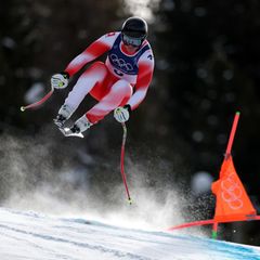 Der 24-jährige Franjo von Allmen bei der Olympia-Abfahrt in Bormio