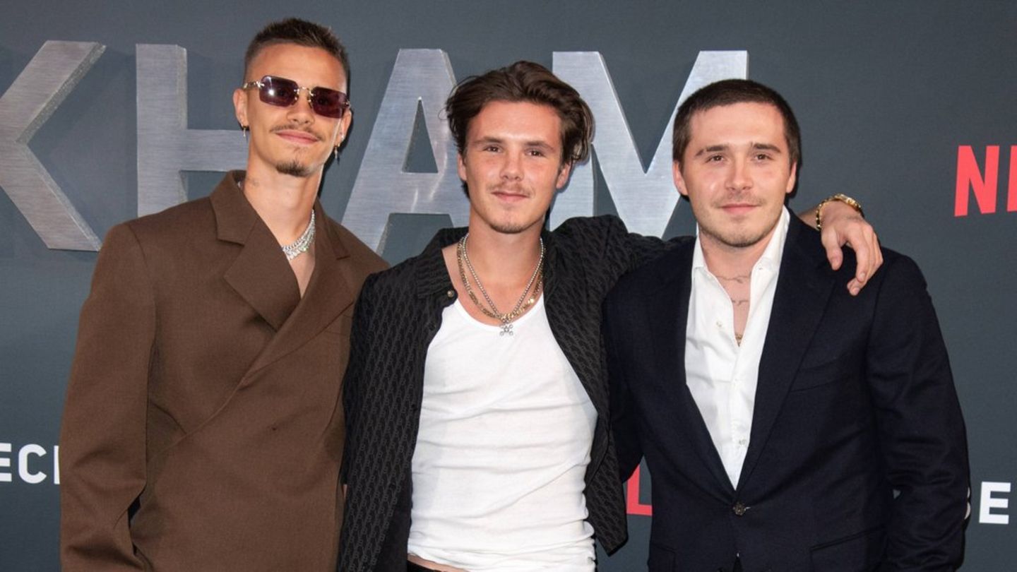 Romeo, Cruz und Brooklyn Beckham (v.l.) im Oktober 2023 in London.