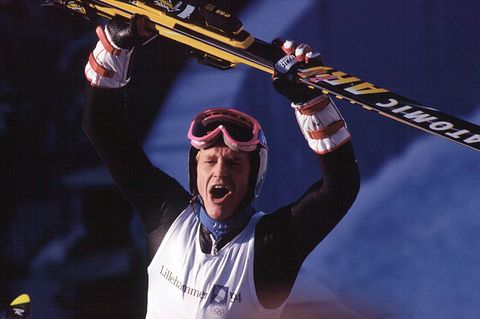Olympische Winterspiele 1994: Skofahrer Markus Wasmeier jubelt