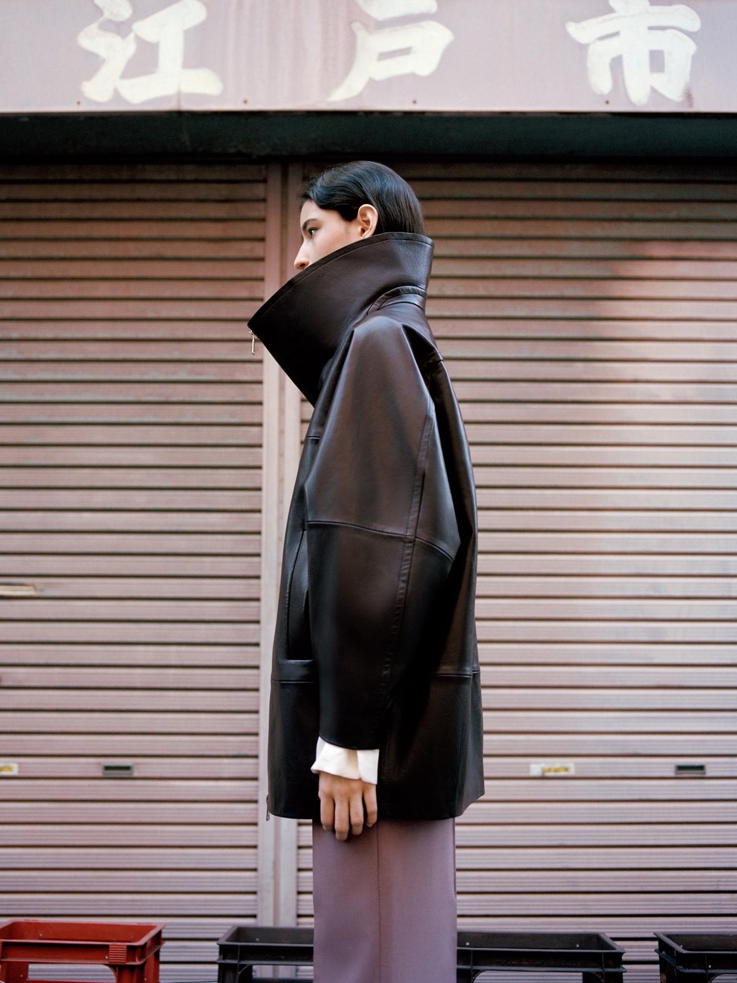 Oversize-Mantel mit Trichterkragen