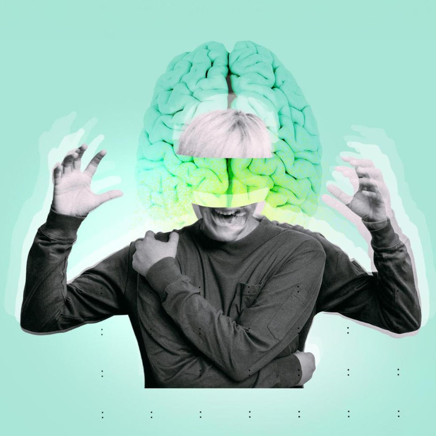 Psychische Veränderung: Illustration einer Frau, die aggressiv wirkt und deren Hirn man auch sieht