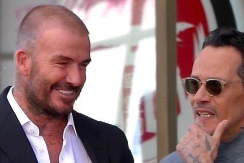 Marc Anthony (r.) und David Beckham sind seit Jahren befreundet.