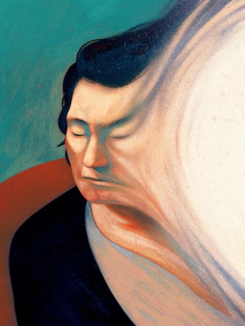 "Während dieser Attacken scheint sich die linke Seite ihres Körpers aufzulösen [...] 'Es ist nichts mehr da, nur eine leere Stelle, nur ein Loch' – eine Leerstelle in ihrem Gesichtsfeld, in ihrem Körper, im Universum [...] Das 'Loch' ist für sie wie der Tod, und sie hat Angst, dass es eines Tages groß genug sein wird, um sie vollständig zu 'verschlingen'." Diese Beschreibung der Migräne-Aura einer 75-jährigen Patientin und die nachfolgenden Berichte stammen aus: Oliver Sacks, "Migräne", Rowohlt Verlag 2019. Künstler Owen Gent hat die Schilderungen für GEO illustriert