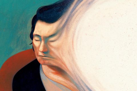 "Während dieser Attacken scheint sich die linke Seite ihres Körpers aufzulösen [...] 'Es ist nichts mehr da, nur eine leere Stelle, nur ein Loch' – eine Leerstelle in ihrem Gesichtsfeld, in ihrem Körper, im Universum [...] Das 'Loch' ist für sie wie der Tod, und sie hat Angst, dass es eines Tages groß genug sein wird, um sie vollständig zu 'verschlingen'." Diese Beschreibung der Migräne-Aura einer 75-jährigen Patientin und die nachfolgenden Berichte stammen aus: Oliver Sacks, "Migräne", Rowohlt Verlag 2019. Künstler Owen Gent hat die Schilderungen für GEO illustriert