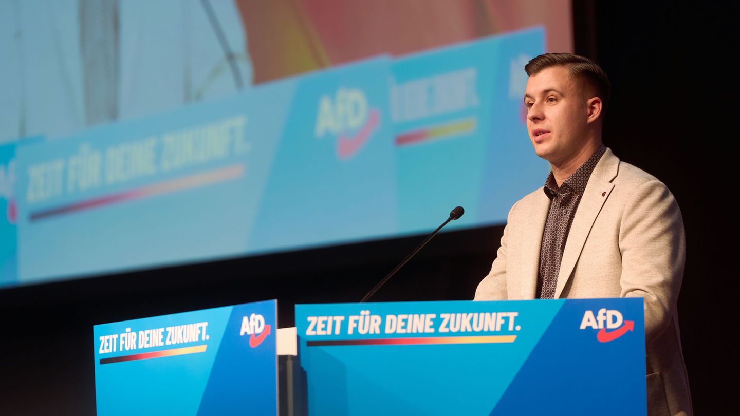 Jean-Pascal Hohm, Bundeschef der neuen AfD-Jugendorganisation Generation Deutschland, bei der Gründungsveranstaltung auf Deutsch