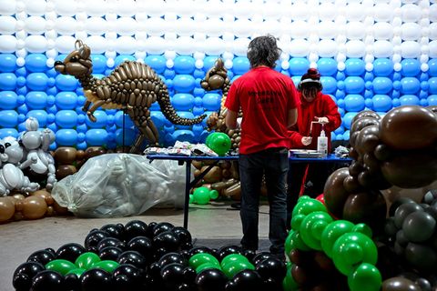 Aus Luftballons mach Dino: Rund 100 Künstler haben für die Ausstellung "Luftballonwelten" Tiere, Pflanzen und Sehenswürdigkeiten