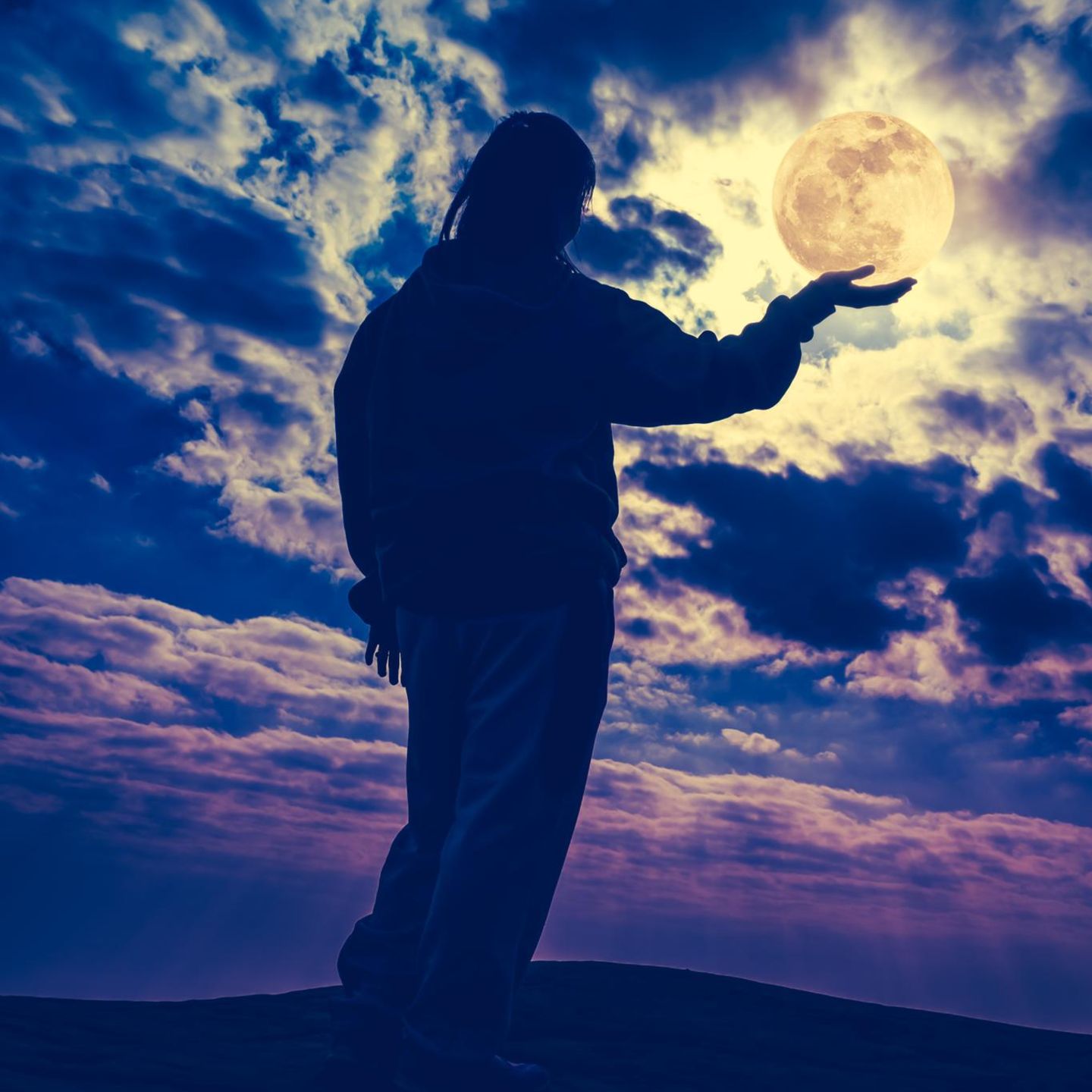 Ein Mensch im Mondenschein