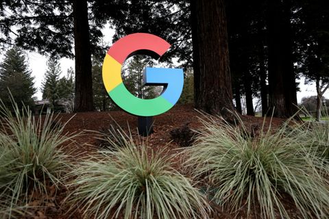 Google-Logo vor Unternehmenszentrale in Mountain View