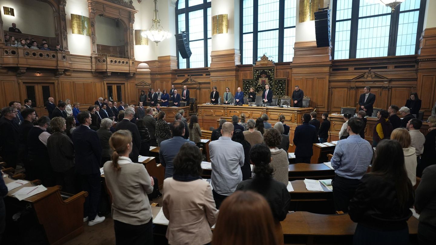 Stehend gedenken die Abgeordneten der getöteten 18-Jährigen. Foto: Marcus Brandt/dpa