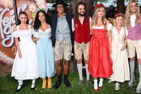 Ein Teil der Familie, v.l.n.r: Die Kinder Leni, Lou, Henry, Ehemann Tom Kaulitz und Mutter Heidi Klum.