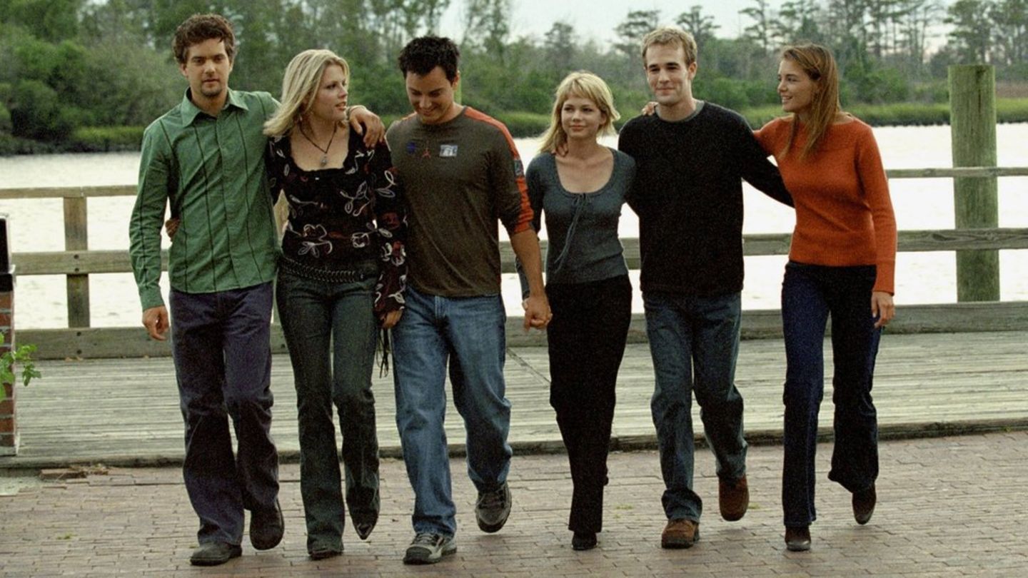 Joshua Jackson, Busy Philipps, Kerr Smith, Michelle Williams, James Van Der Beek und Katie Holmes (v.l.n.r.) spielten gemeinsa