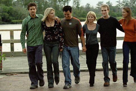 Joshua Jackson, Busy Philipps, Kerr Smith, Michelle Williams, James Van Der Beek und Katie Holmes (v.l.n.r.) spielten gemeinsa