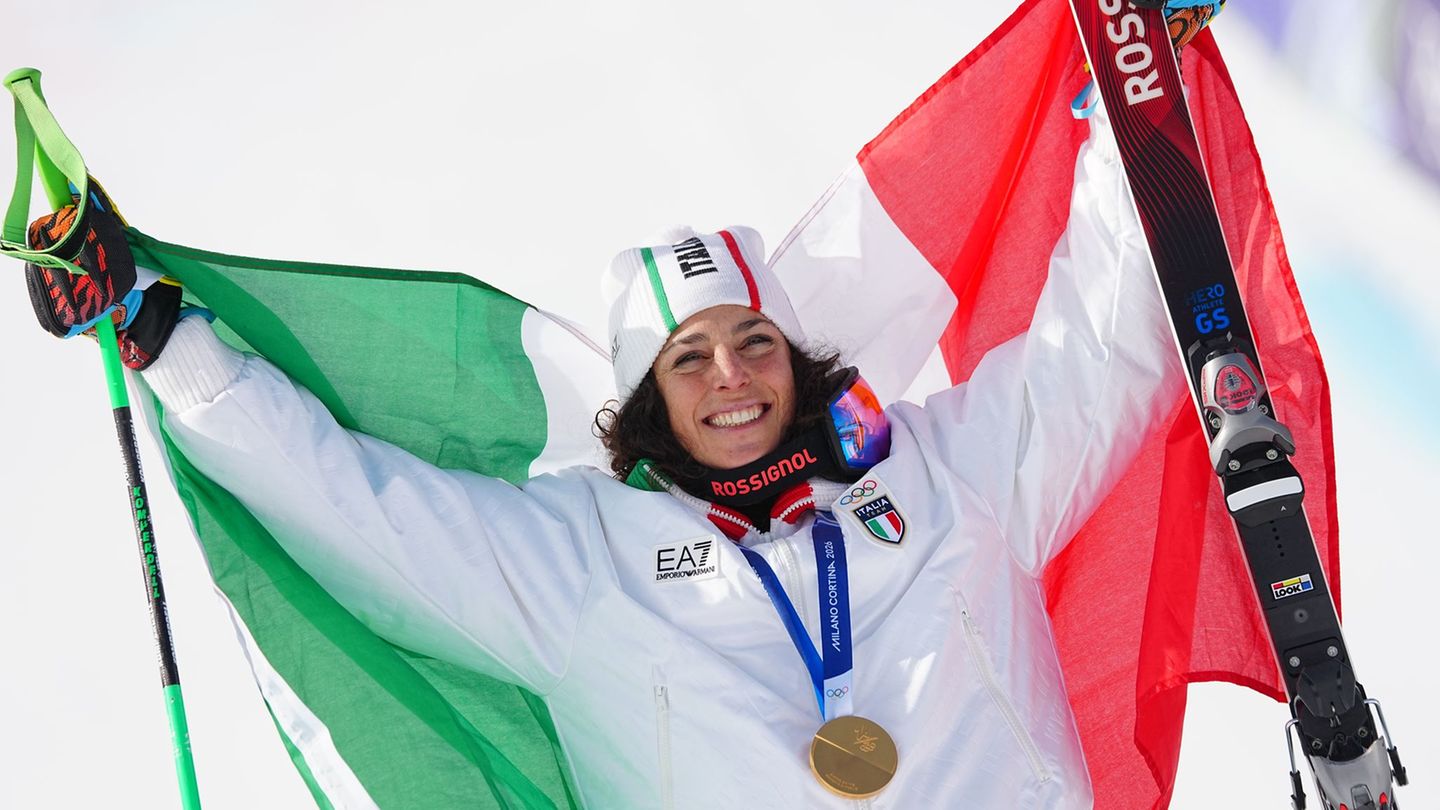 Olympiasiegerin im Super-G: Die Italienerin Federica Brignone. Foto: Michael Kappeler/dpa