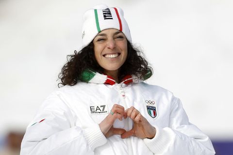 Sie formte ein Herz mit ihren Händen und hat allen Grund dazu: Super-G-Siegerin Federica Brignone