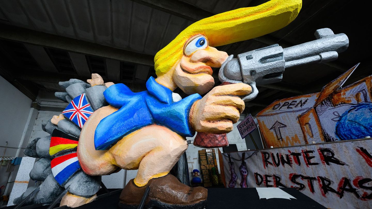 US-Präsident Trump und europäische Länder bekommen in Braunschweig ihr Fett weg. Foto: Julian Stratenschulte/dpa