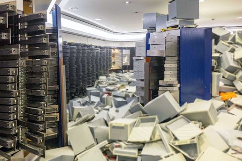 Blick in den verwüsteten Tresorraum der Sparkasse in Gelsenkirchen-Buer. Die Polizei veröffentlichte dieses Foto einige Wochen n