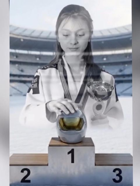 Ein Bild aus einem KI-generierten Video, das verstorbene ukrainische Sportler zeigt.