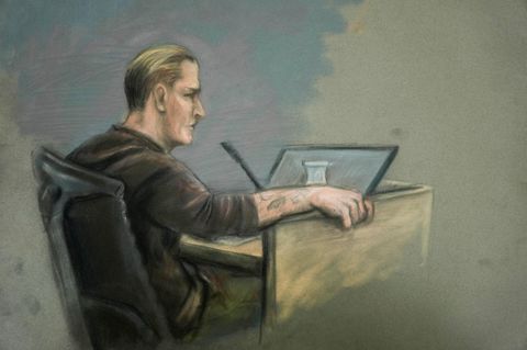 Gerichtszeichnung von Marius Bog Hoiby am 13. Februar