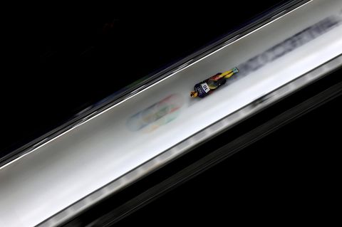 Christoph Grotheer im Skeleton-Eiskanal aus der Vogelperspektive