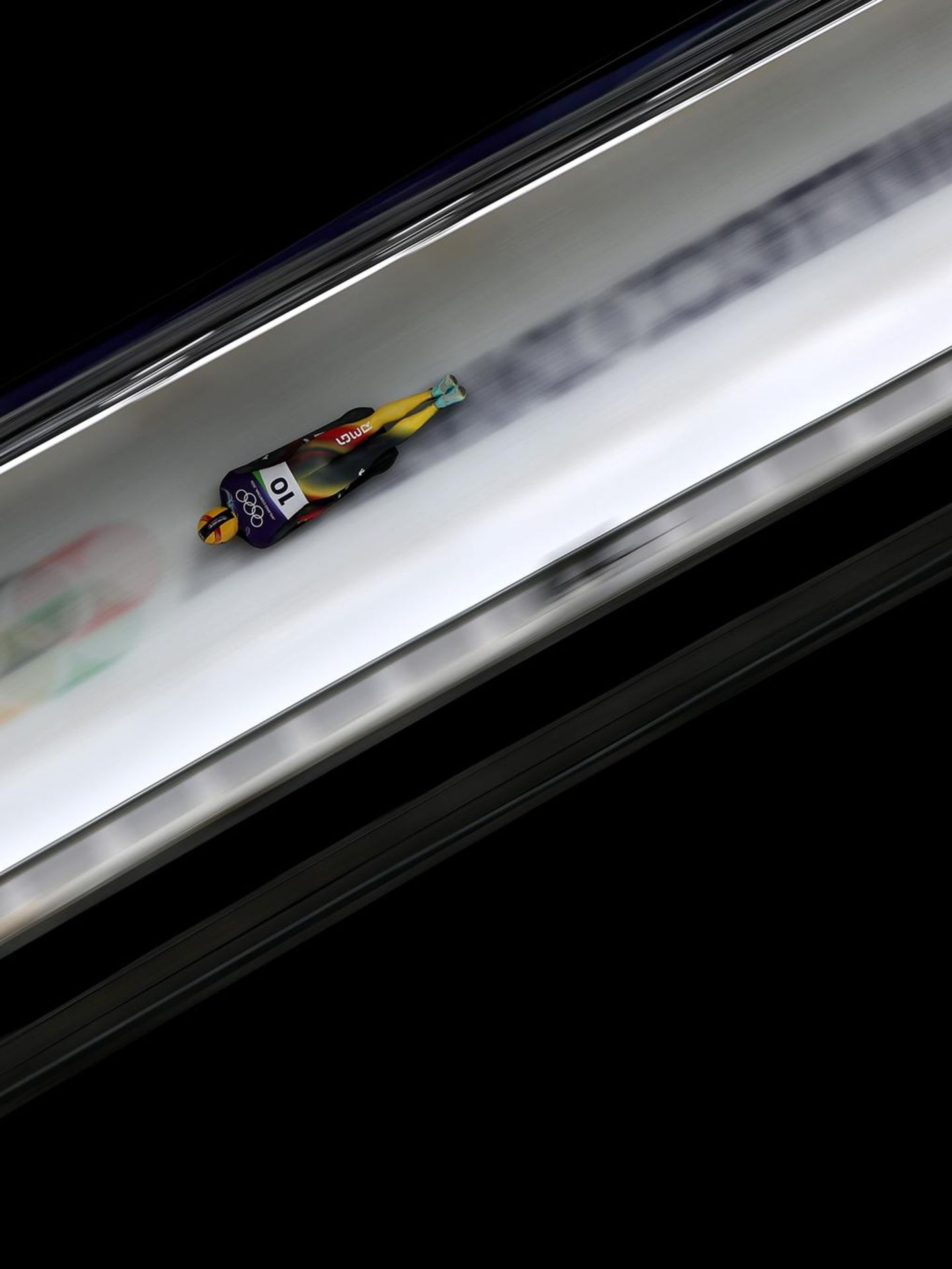 Christoph Grotheer im Skeleton-Eiskanal aus der Vogelperspektive