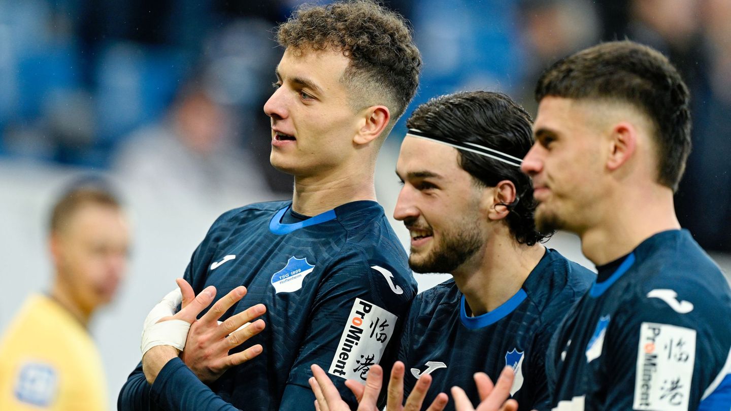 Torschütze Fisnik Asllani (l.): Hoffenheim wirbelt und feiert. Foto: Uwe Anspach/dpa