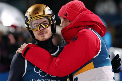 Einzel-Olympiasieger Philipp Raimund (l) und Andreas Wellinger (r) gehören zum deutschen Super-Team-Aufgebot. Foto: Daniel Karma