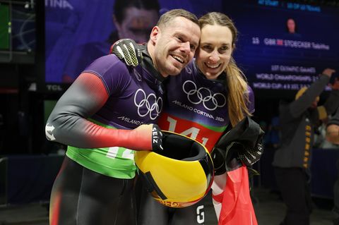 Jacqueline Pfeifer und Christopher Grotheer von Team Deutschland feiern ihren Olympia-Erfolg