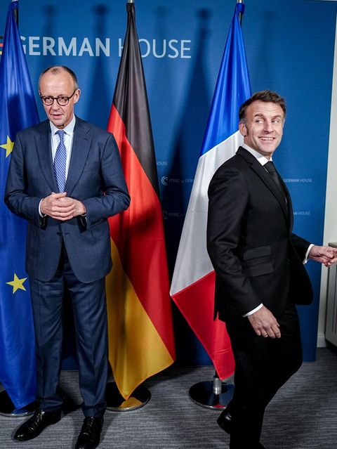 Der britische Premier Keir Starmer, Bundeskanzler Friedrich Merz und Präsident Emmanuel Macron