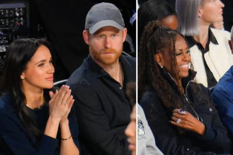 Prinz Harry, Herzogin Meghan und die Obamas (r.) besuchten das 75. "NBA All-Star Game" in Kalifornien.