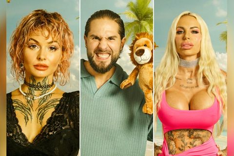 Edith Stehfest, Maurice Dziwak und Gina-Lisa Lohfink (v.l.) mischen die "Promis unter Palmen"-Villa auf.