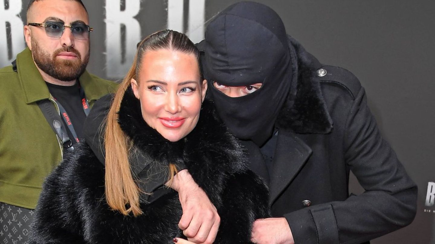 Nina Anhan mit ihrem Ehemann Aykut Anhan (re.) bei der Premiere seiner Netflix-Doku.