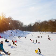 Rodeln im Schnee in München