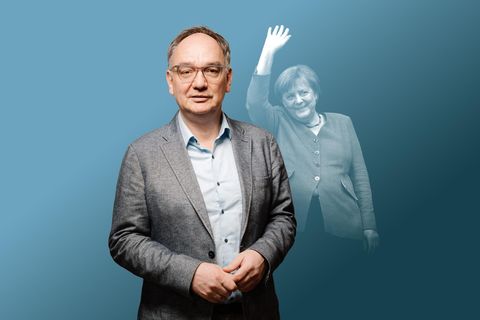 Montage: Nico Fried und Angela Merkel