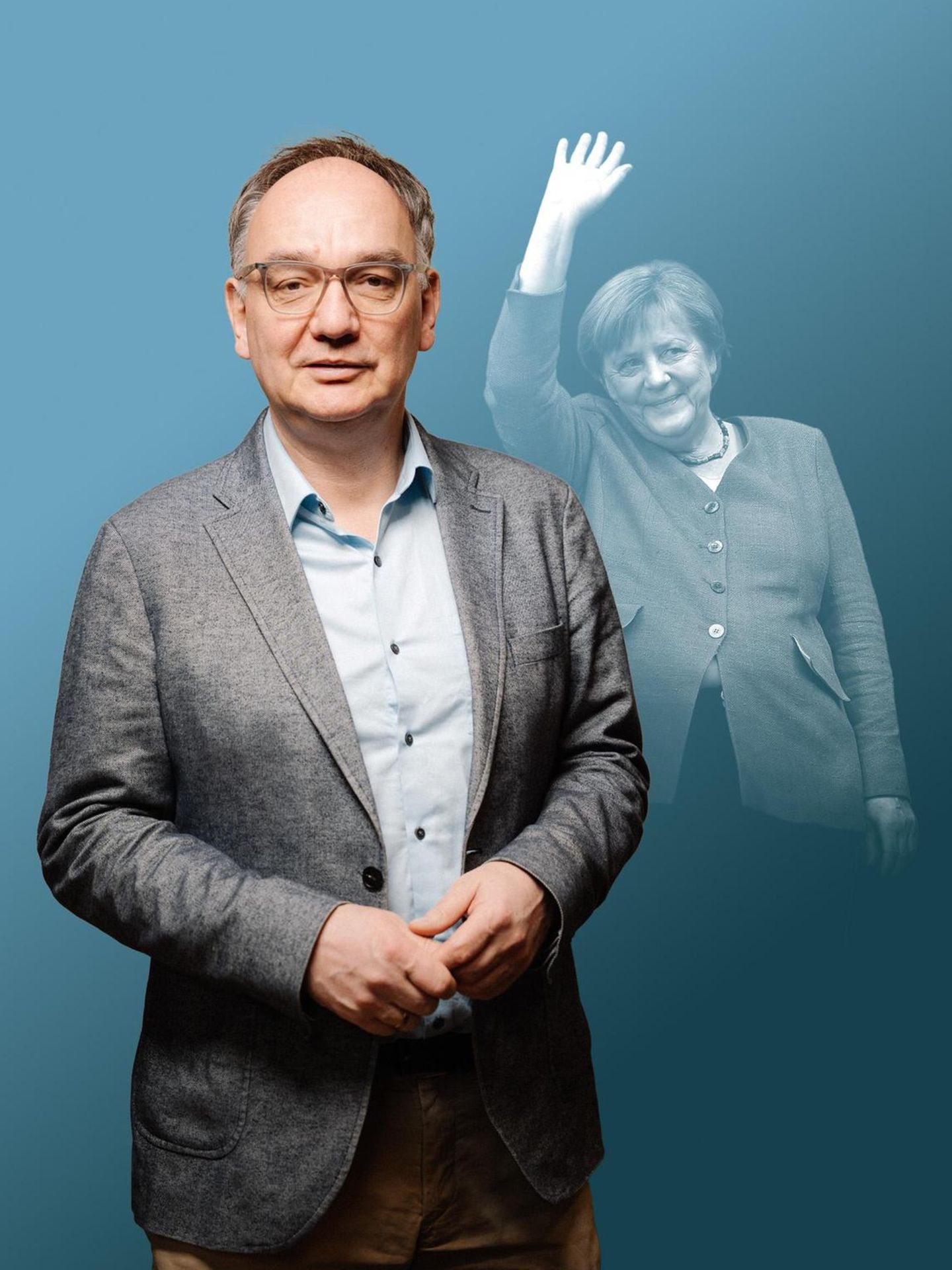 Montage: Nico Fried und Angela Merkel