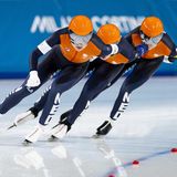 Eisschnellläufer bei den olympischen Winterspielen in Mailand