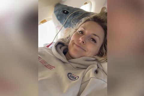 Lindsey Vonn auf dem Rückflug in die USA.