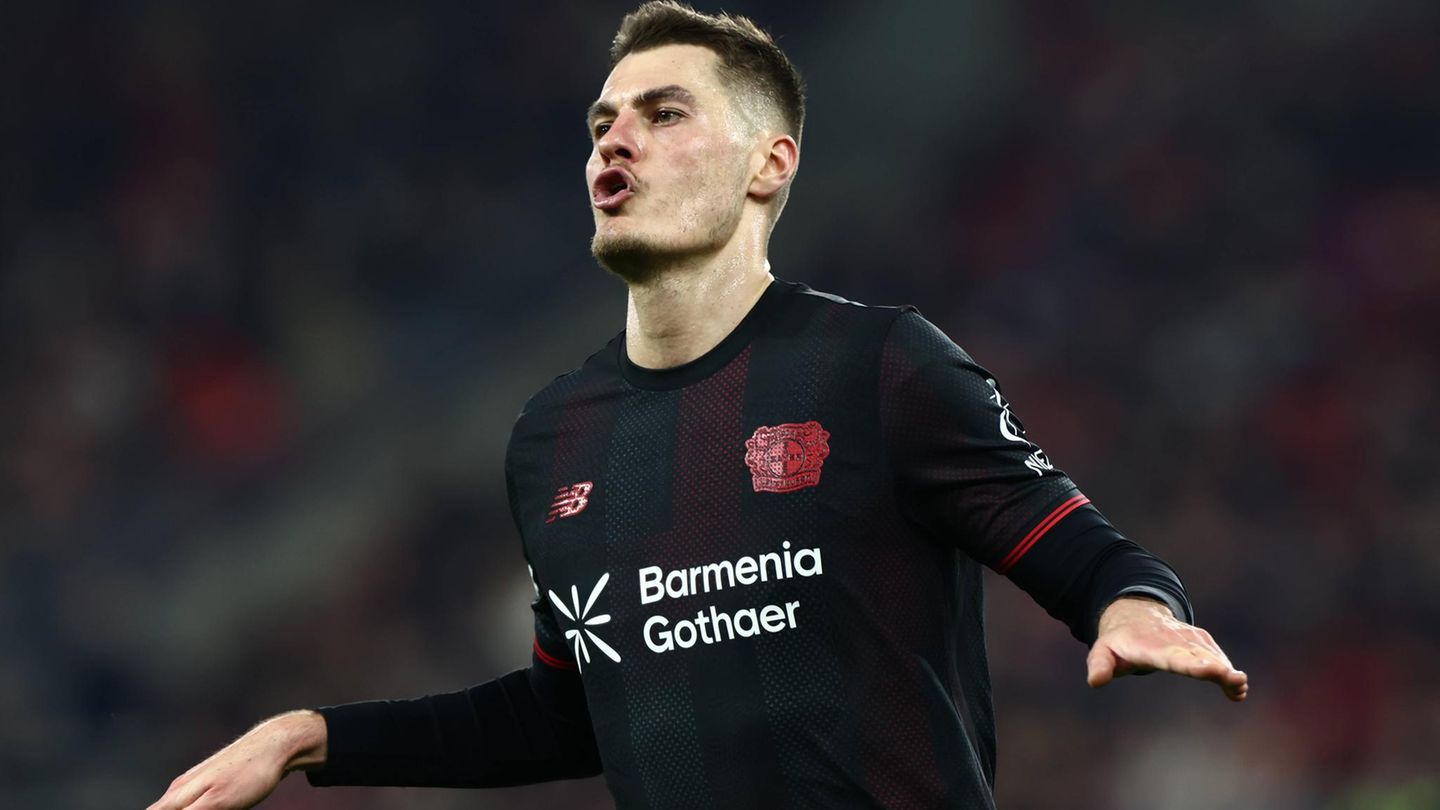 Patrik Schick von Bayer Leverkusen beim Torjubel