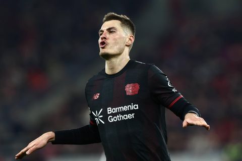 Patrik Schick von Bayer Leverkusen beim Torjubel