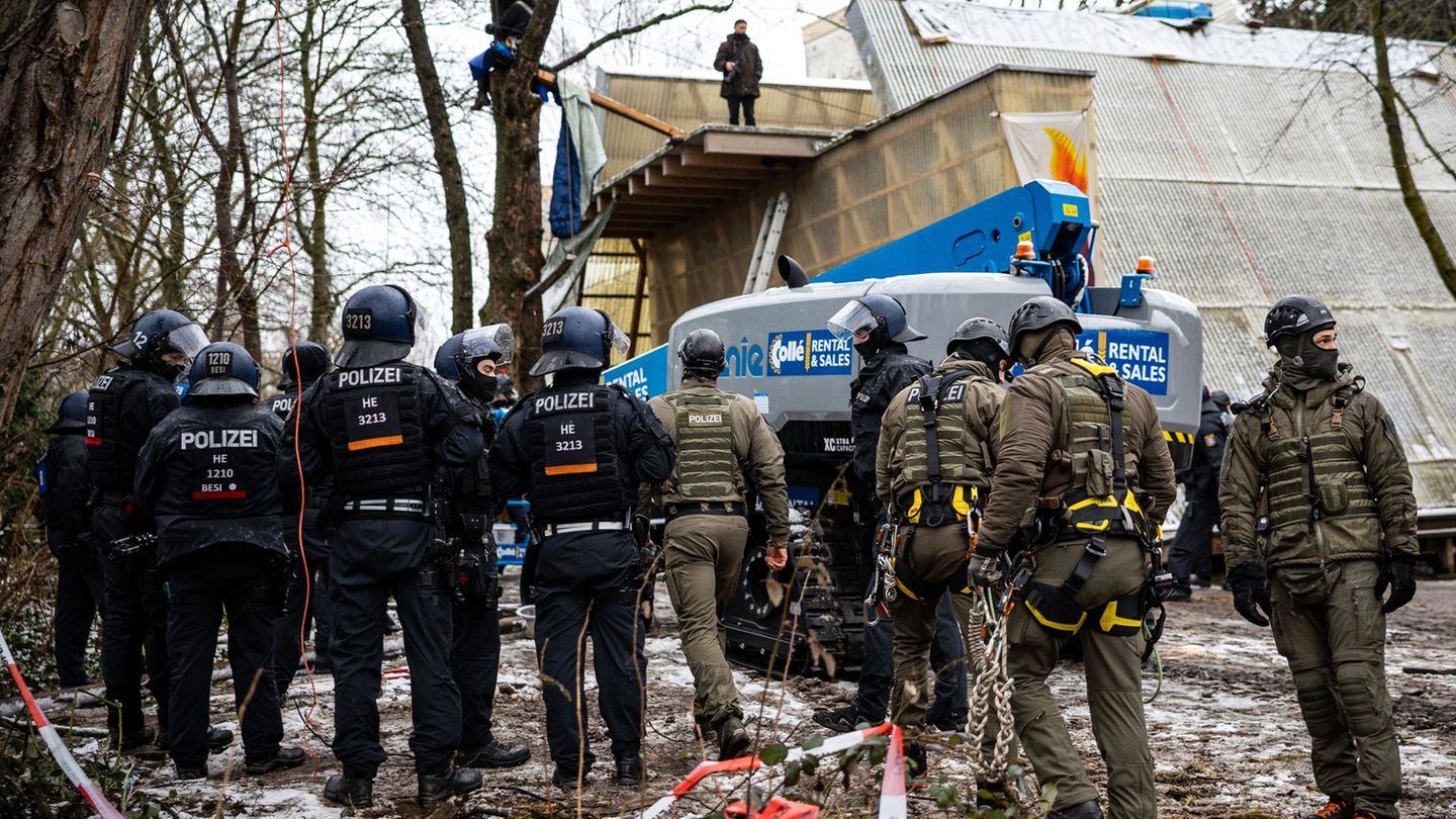 Nach der Räumung hat die Rodung begonnen. Foto: Christopher Millau/dpa